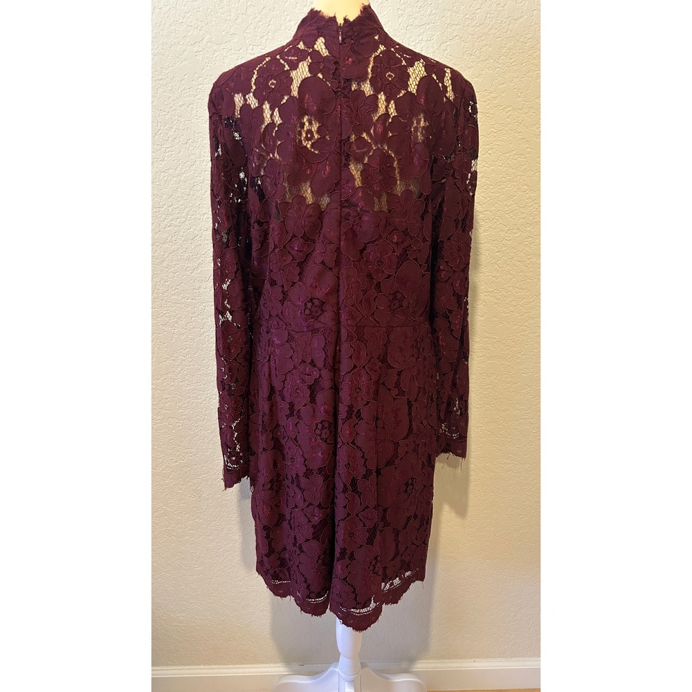 Betsey Johnson Lace Sheath Dress 14 Burgundy Floral Whimsigoth Vamp Homecoming - Picture 5 of 11